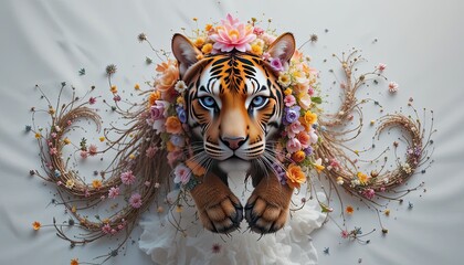 The beautiful teague consists of flowers on a white background