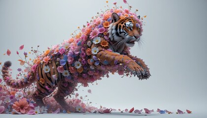 The beautiful teague consists of flowers on a white background