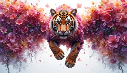 The beautiful teague consists of flowers on a white background