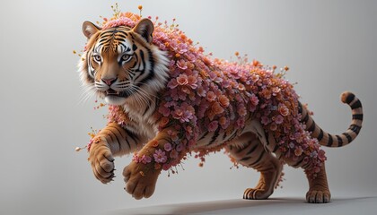 The beautiful teague consists of flowers on a white background