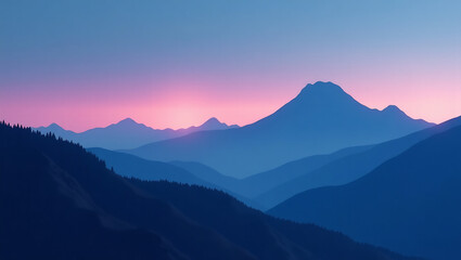 Obraz premium Blue Hour Mountain Landscape with Cool Tones