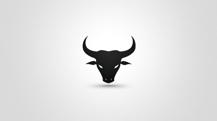 Silhouette bull head on a gradient gray background, used for business, strength, and symbol purposes