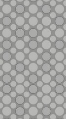Fototapeta premium A minimalist seamless pattern consisting of simple, repeating circles in a monochromatic grayscale palette, arranged in a staggered grid layout with a focus on negative spac.