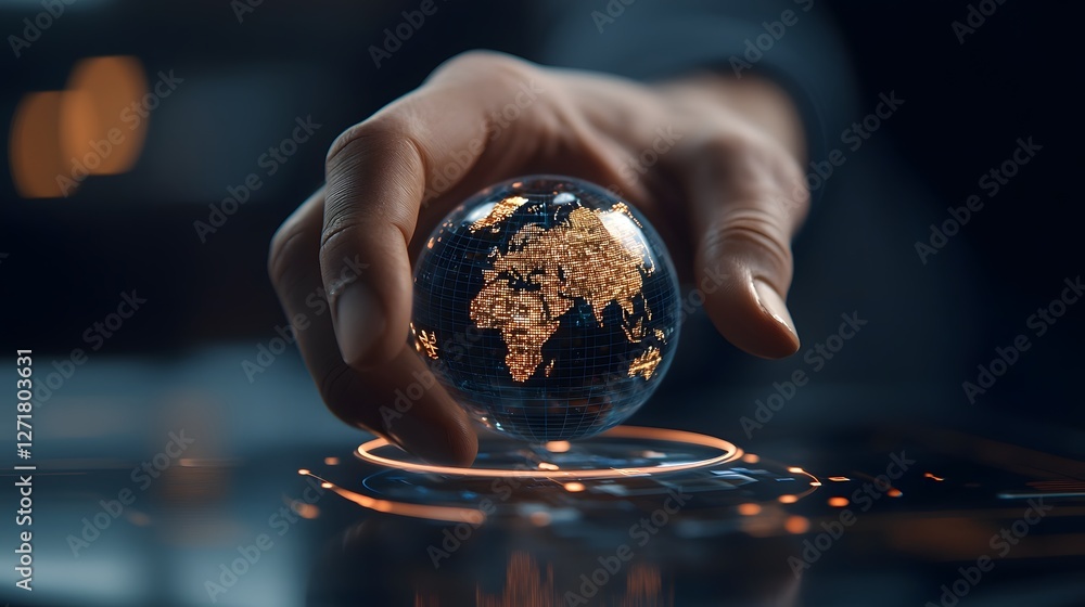 Aufkleber holographic sustainability dashboard with a detailed view of a 3d model of the earth displaying real