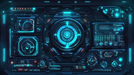 Fototapeta premium Futuristic Sci-Fi Control Panel Interface.