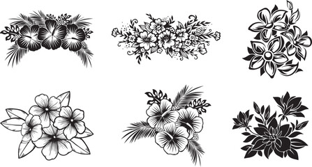 Hibiscus Bundle flowers illustration & Vector. 