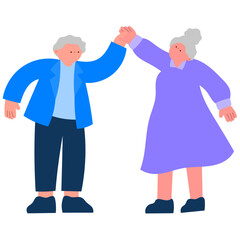 Happy Seniors Dancing Together and Holding Hands Joyful Elderly Couple