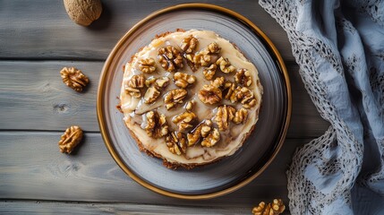 Stunning Walnut Cake with Caramel Glaze - A Delicious Dessert