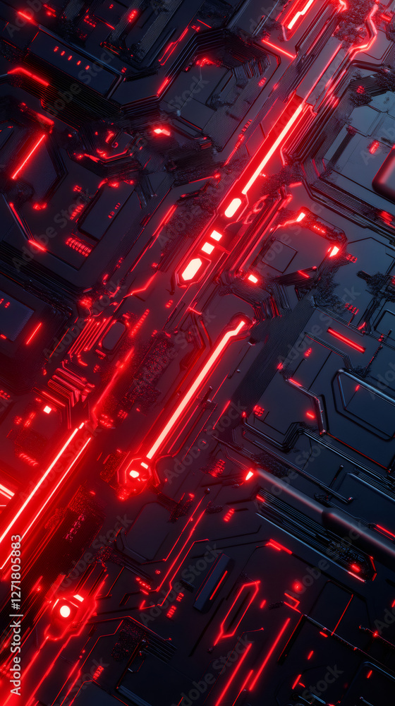 Aufkleber intricate network of circuits and glowing lines creating a futuristic technological landscape