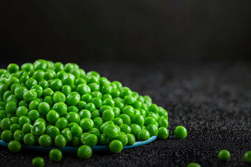 Fresh Green Peas on Dark Background generate by AI