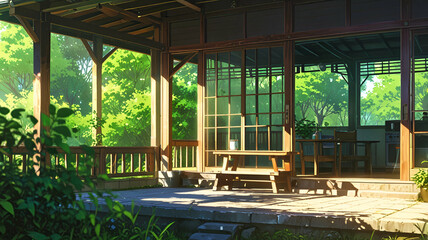 Fototapeta premium wooden chair in the garden