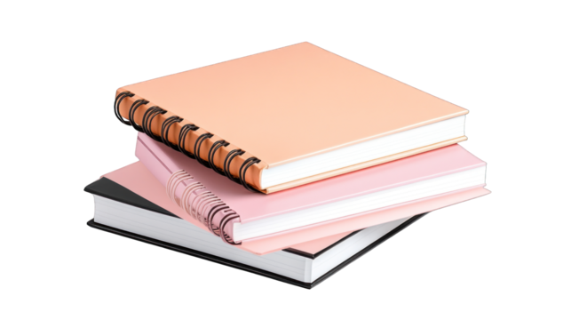 A stack of books with a pink book on top