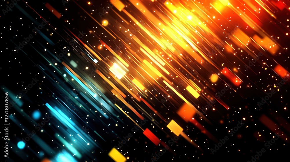 Wall mural colorful light streaks on a dark background creating a dynamic and modern abstract design.