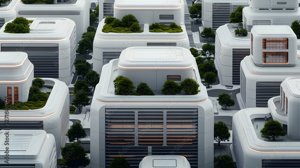 Aufkleber innovative architectural design of a futuristic university campus featuring interconnected smart bui
