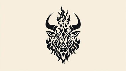 Fototapeta premium Ornate bull's head design, tribal art style