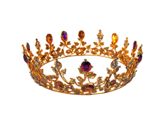 a gold crown with gems.