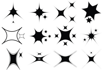 Sparkle Star Icon Set  Vector Illustration. Different forms of stars, constellations, galaxies
