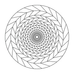 Abstract spiral mandala in black and white for your medium content creative work book.