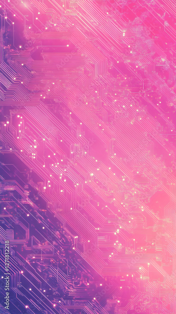 Poster electronic circuit board with glowing nodes and connections creating a futuristic technology backgro