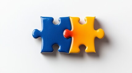 Obraz premium Connected Puzzle Pieces Representing Teamwork and Partnership on a White Backgroud