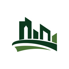 Fototapeta premium cityscape logo, circular design, skyscrapers silhouette, urban skyline