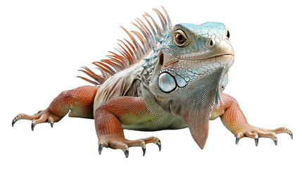 Fototapeta premium A lizard with a blue head and orange tail