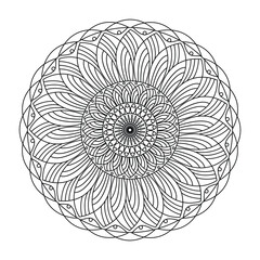 Abstract spiral mandala in black and white for your medium content creative work book.
