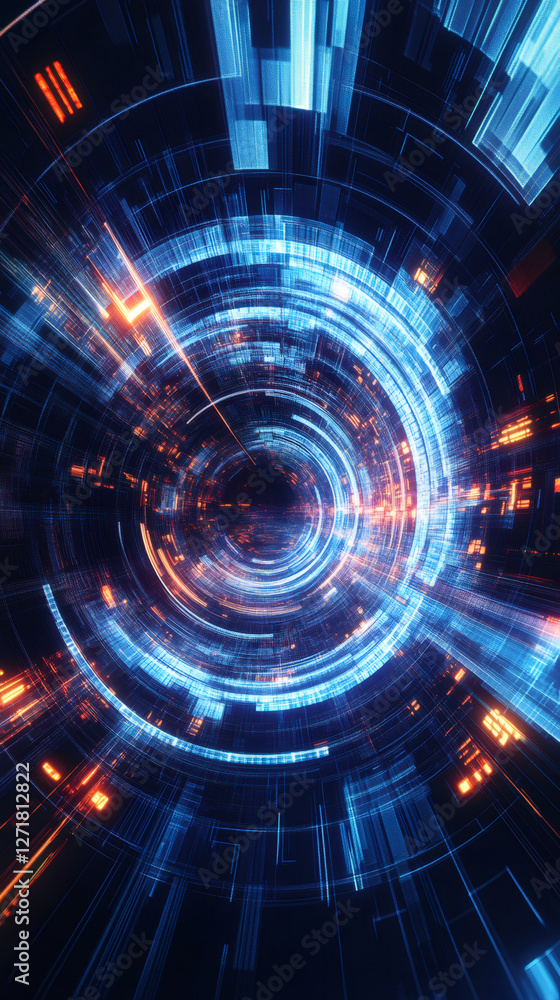Aufkleber Fiber optic cables transmitting data through a digital tunnel, creating a futuristic technological network