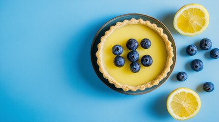 Fototapeta premium Lemon Blueberry Tart: A Delightful Dessert for Any Occasion