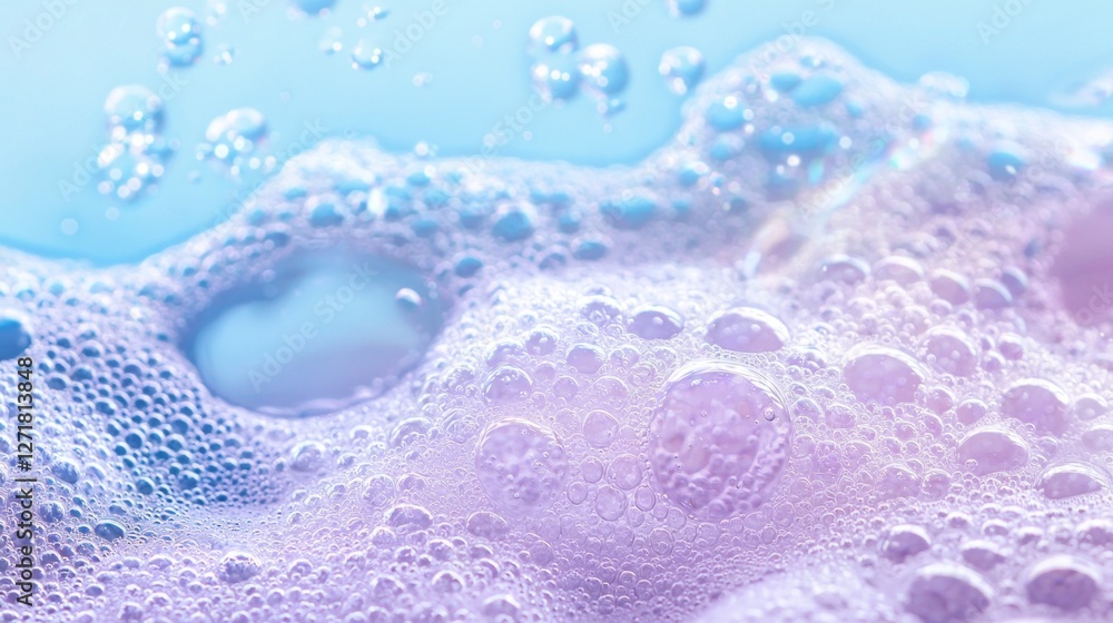 Poster bubbles of soap foam rise and dance in a mesmerizing display, creating a dreamy landscape of pastel 