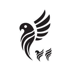 abstract bird logos, Minimalist bird icons, black silhouettes 