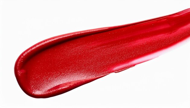 red cosmetic smudge, wipe swoosh on transparent background, isolated. Generated image