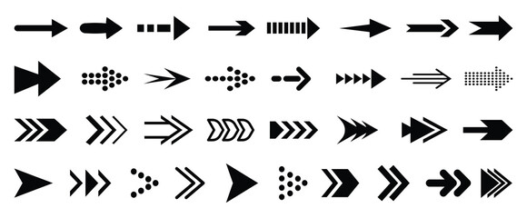 Arrow icon set. Collection different arrows sign. Arrow. Different cursor arrow direction symbols in flat style. Cursor. Arrows vector collection. Vector illustration
