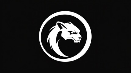 Puma Icon Design on Black Background, emblem, mascot, for logo or graphics