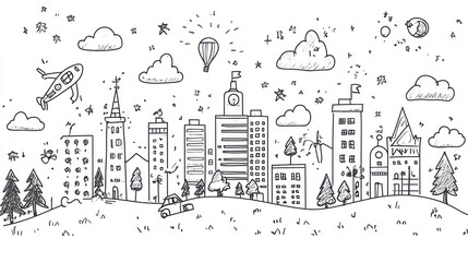 Fototapeta premium Back to school doodles. School supplies and educational elements. Hand-drawn vector illustrations isolated on a white background.