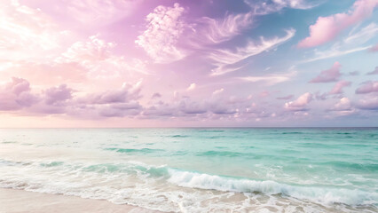 Obraz premium a high-resolution background featuring a soft pastel gradient transitioning smoothly between light pink, lavender, and mint hues, ideal for delicate and feminine designs