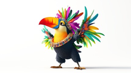 Colorful 3D Animated Toucan Dancing Samba in Vibrant Feathers
