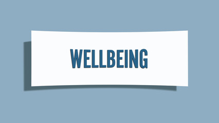Wellbeing. A card isolated on blue background.