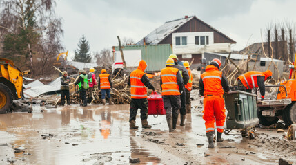 disaster response team providing aid