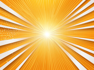 Obraz premium Bright yellow rays of light radiate from central point, creating vibrant and energetic background. design features halftone effect and dynamic lines, perfect for various creative projects