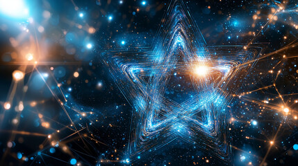 Celestial Glow - Star of David with Mystical Blue Light