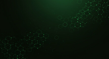 Dark green crypto background with a hexagonal overlay. Generative AI.