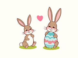 Easter Bunny and Egg Vector Graphics Set