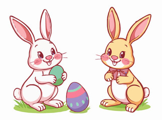 Easter Bunny and Egg Vector Graphics Set