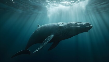 Obraz premium Humpback Whale Swimming Underwater