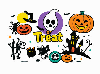 Colorful Trick or Treat Halloween Icons