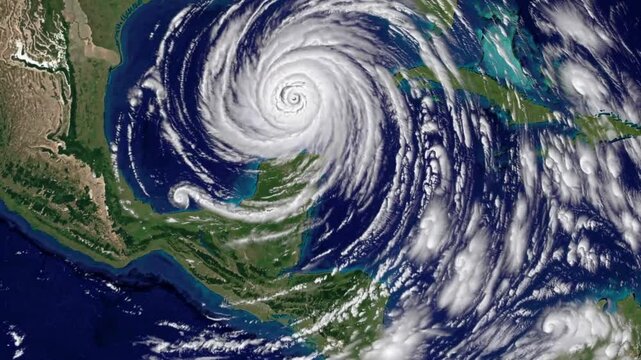 Huge hurricane seen from space, Hurricane Weather Satellite Aerial View, A massive hurricane viewed from space