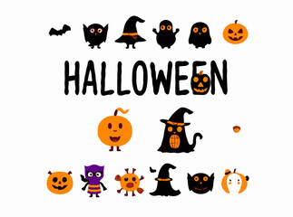 Cute Halloween Characters and Icons Bundle