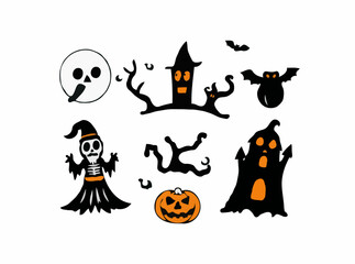 Spooky Halloween Icons Set for Designs