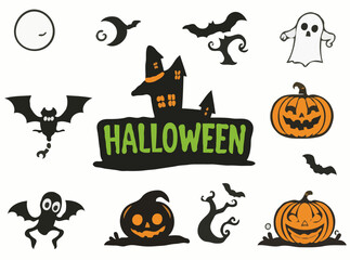 Spooky Halloween Icons Set for Designs